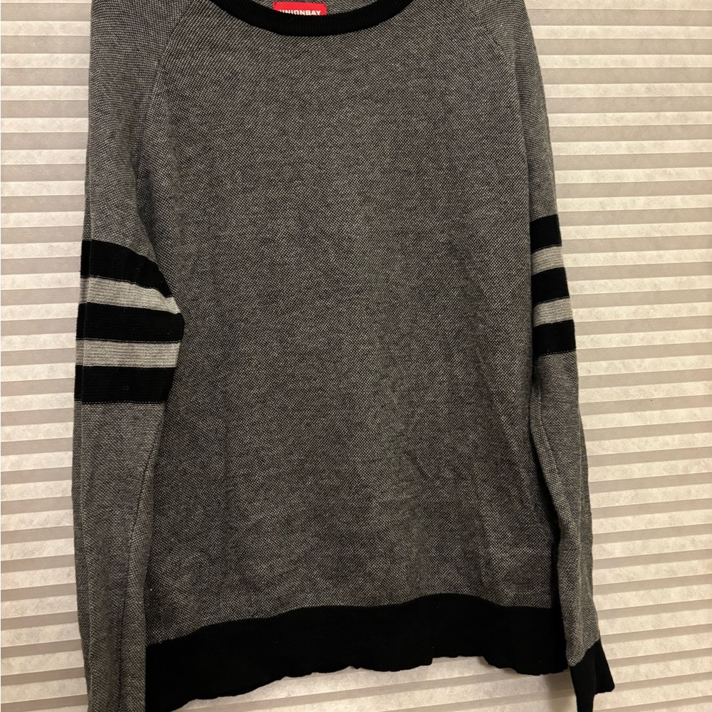 UNIONBAY Men's Long Sleeve Kody Crew Sweater in grey‎ with black stripes - XL